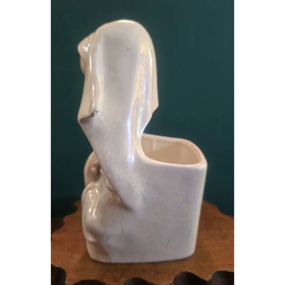 Praying Virgin Mary Madonna Ceramic Planter Vintage 6.5